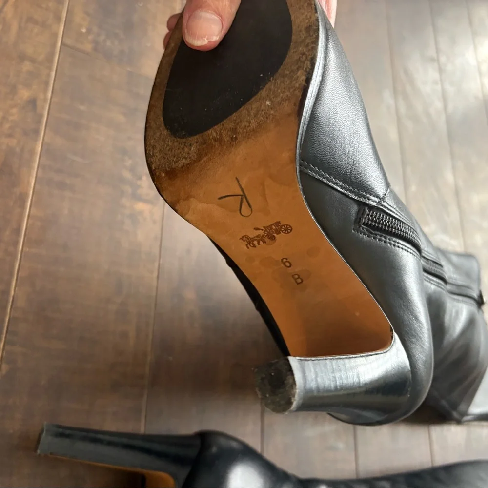 Coach Jade Black Tall leather boots with studded trim - Picture 7 of 14